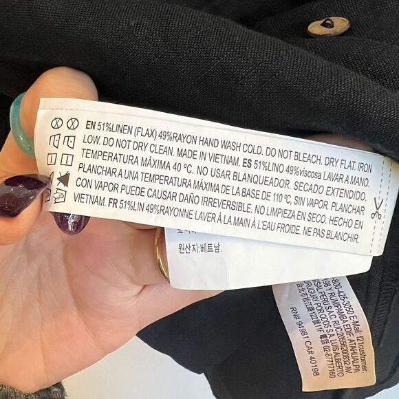 Forever 21 Contemporary Linen Blend Black Button Down Mini Dress - Small - Picture 3 of 5